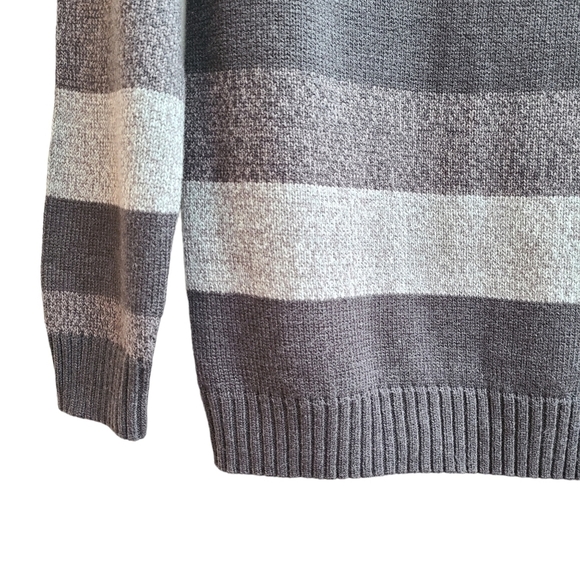 Silverlake Striped 1/4 Zip Knit Sweater in Gray, Size L - Picture 5 of 7